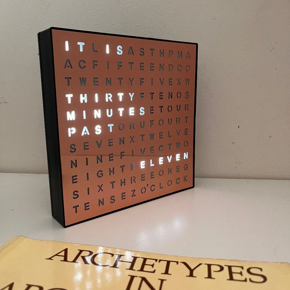 LED Word Desk Clock - LED Text Display - Powered by USB Cable -7.8" X 7.8" X 2" - Picture 7 of 9